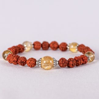 Pulsera mala de rudraksha y gemas citrino